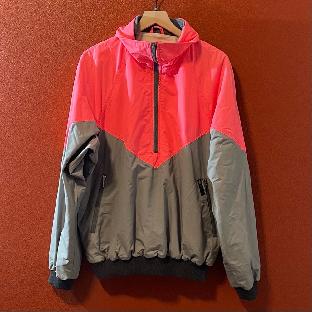 Peregrine Men’s Vintage 80’s‎ Quarter Zip Neon Colorblock Windbreaker Ski Jacket